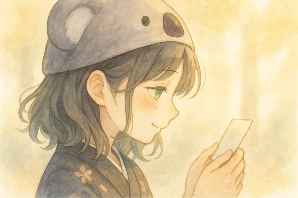 手渡された手紙を開いて読んでいる心愛の横顔。その表情が、驚きから、ふわりと柔らかな微笑みに変わる瞬間。