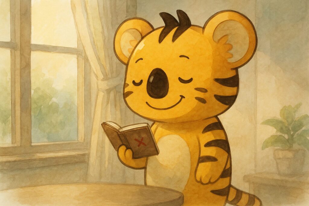 秋色さんが一人、窓の外を見ながらホッと一息ついているようなシーン。柔らかな光が差し込み、肩の荷が下りたような、穏やかで少し晴れやかな表情。手にはスケジュール帳か何かを持っていて、そこに「×」印がついているのが小さく見えると良いかも。