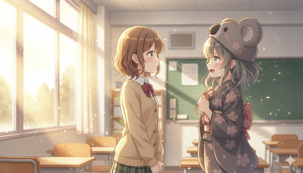 すべてを理解した上で優しく微笑むひかりと、その言葉に驚きと安堵の涙を流す心愛。二人の間に温かい光が差し込んでいる。